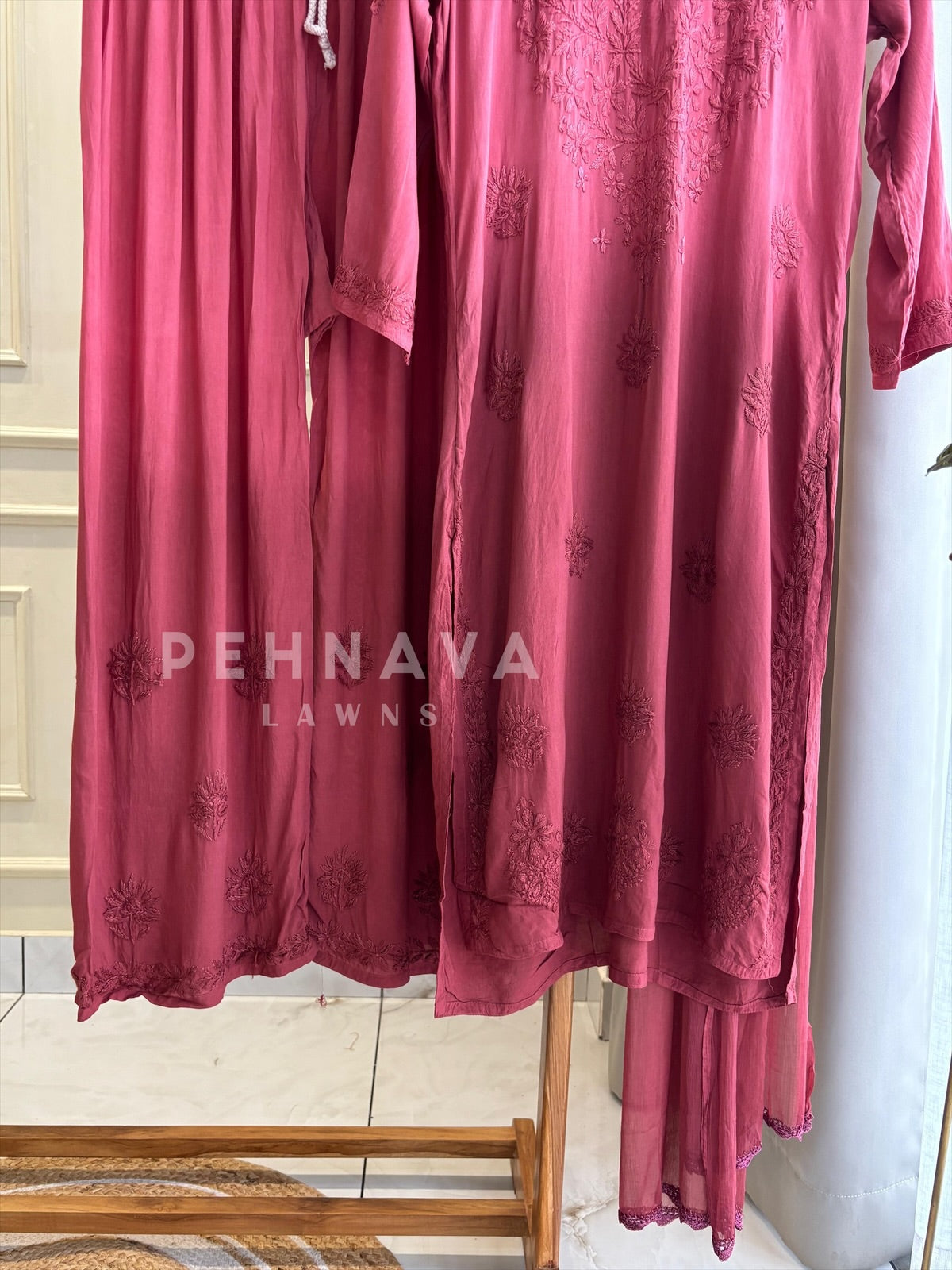 Authentic Chikankari  Suit -Rouge Ombre Preebooking - Pehnava Lawns
