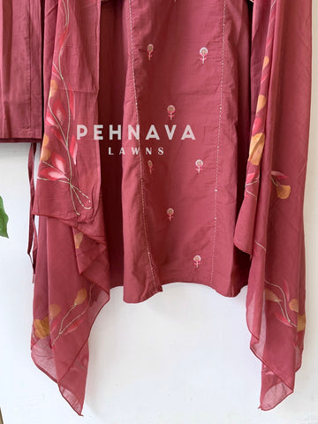 Paiseley Embroidered Three Piece Set-136