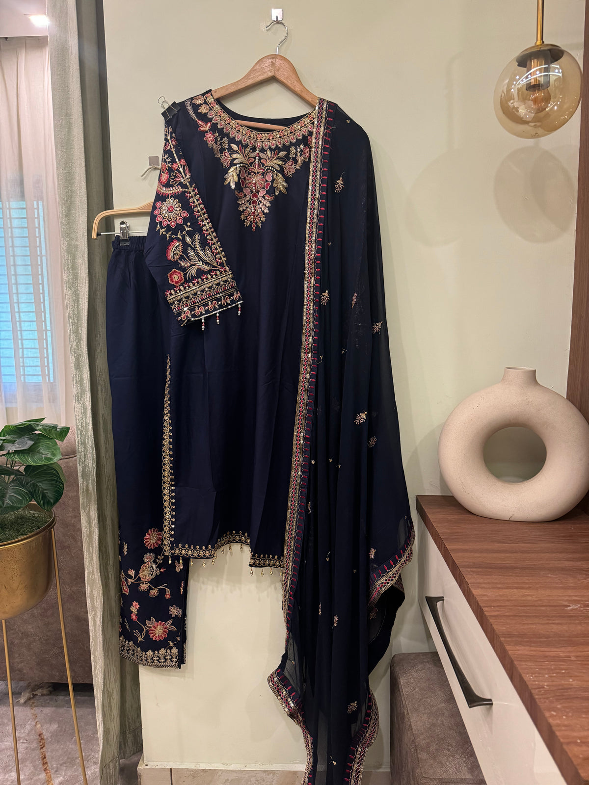 Comfy Rayon party wear with embroidered bottom 104