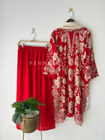 New Floral Embroidery Kurtha Suit-15118