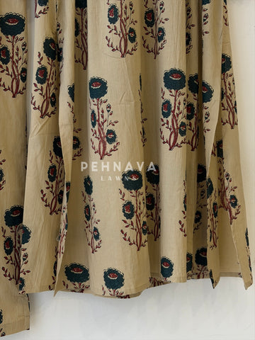 Pleated Yoke Floral Printed Two Piece Set 3089