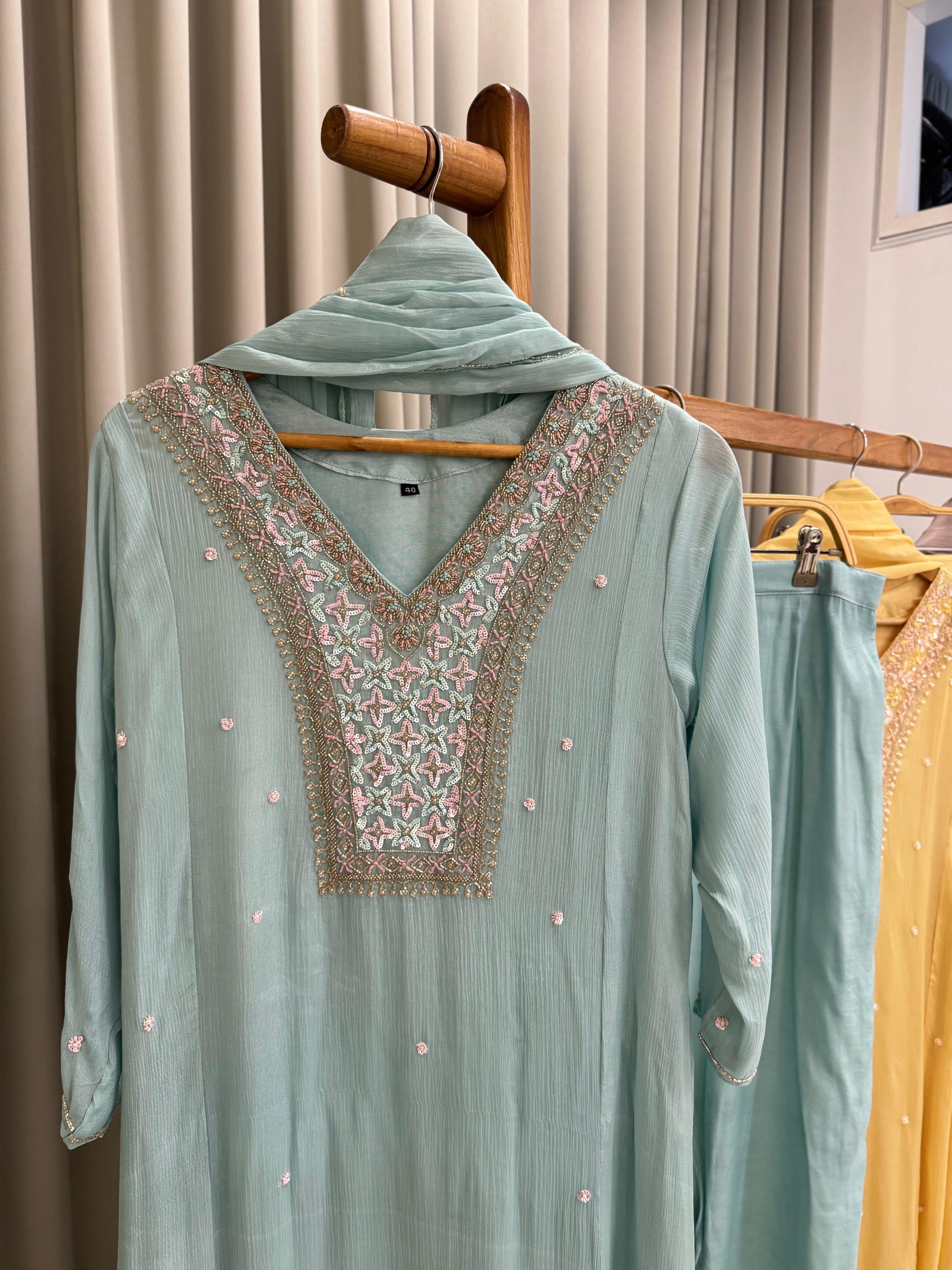 Chinnon ready to wear suit with Neck detailings