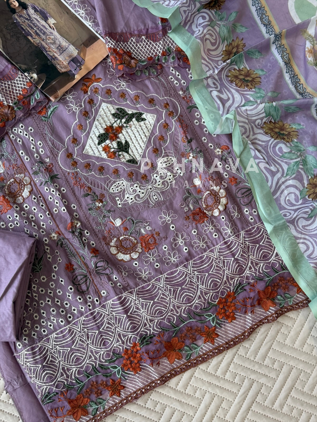 Embroidered Semi Stitched Suit 3906B
