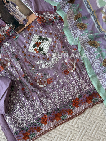 Embroidered Semi Stitched Suit 3906B