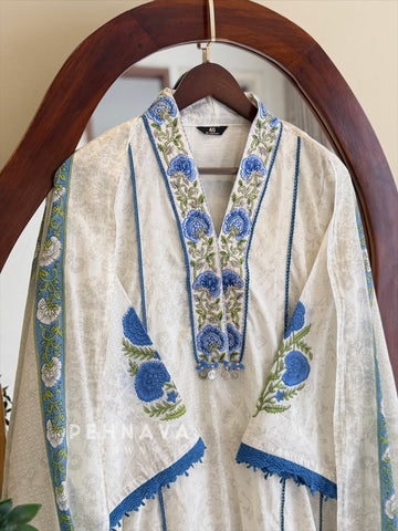 Printed Yoke Cotton Suit Set 4569