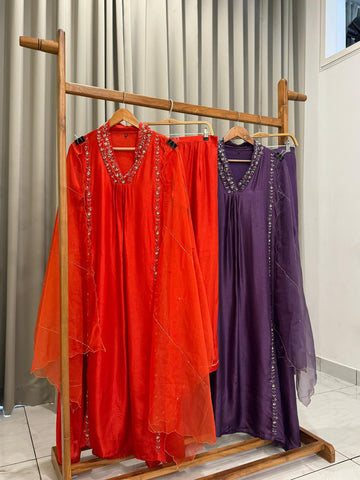 Dola silk  pleated A-line Anarkali suit