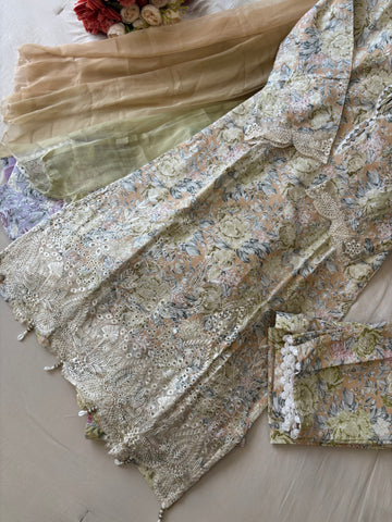 Lace Trimmed Floral Suit-Set-5004