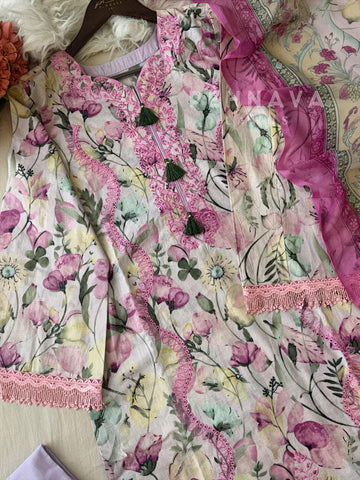 Pink Petal Cotton Ensemble-1404 - Pehnava Lawns