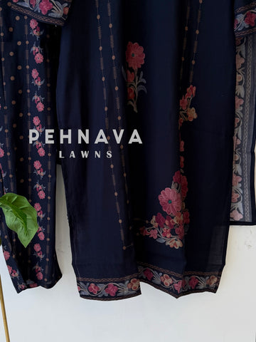 Floral Printed Muslin Three-Piece Set-20839