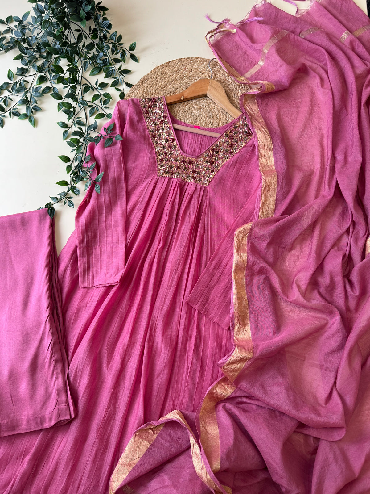 Premium mul chandheri embroidered  suit-4715