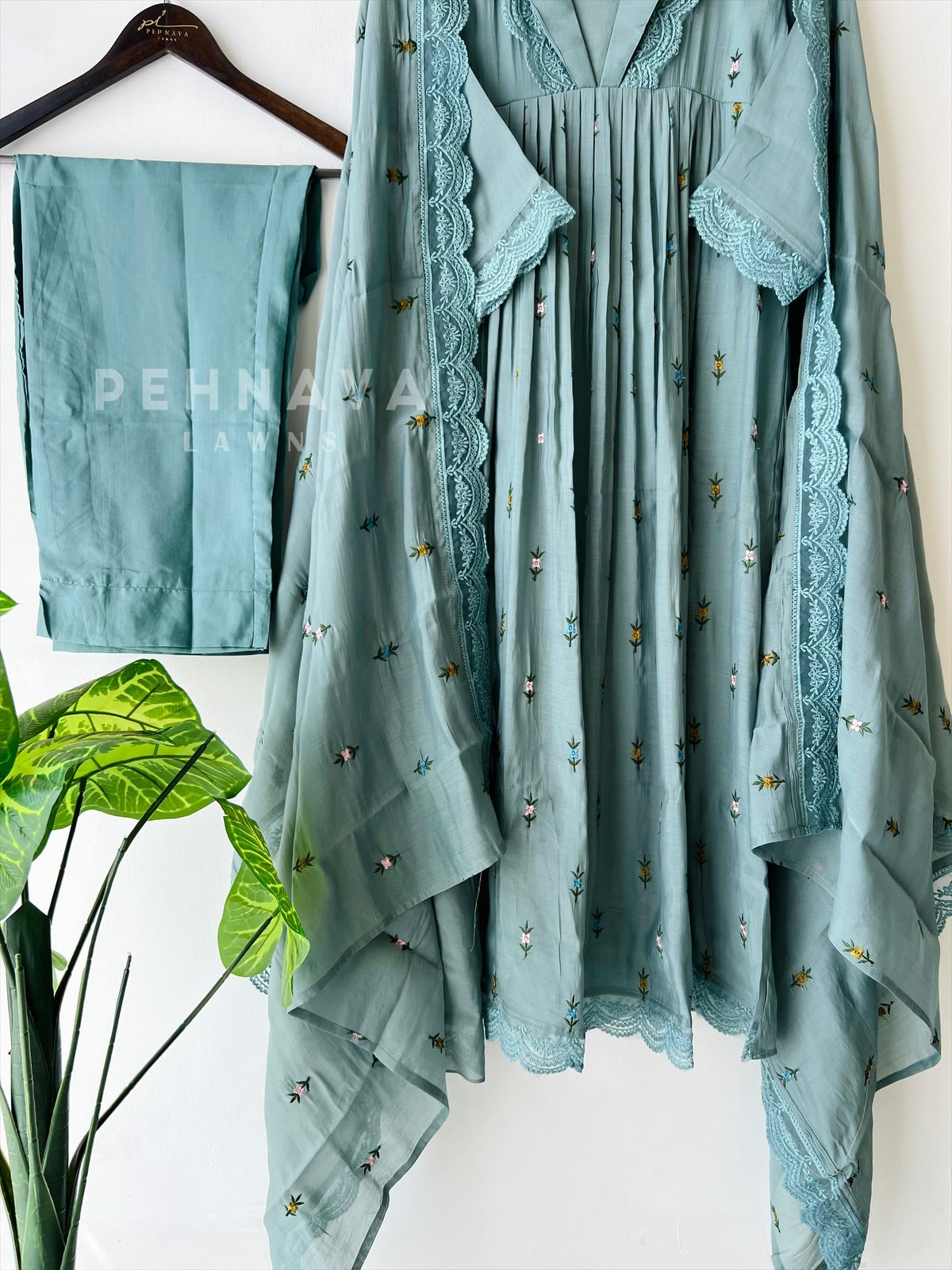 Pleated Yoke Anarkali Suit -12779