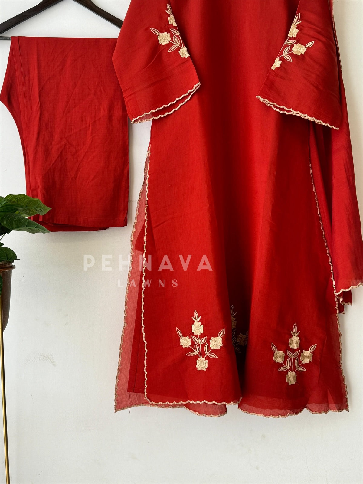 Floral Embroidered Chanderi A-Line Suit Set 3177 DR3