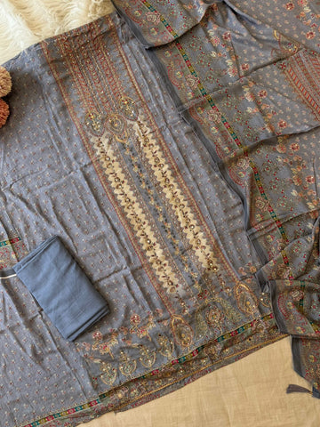Dual Coloured Muslin Suit-228