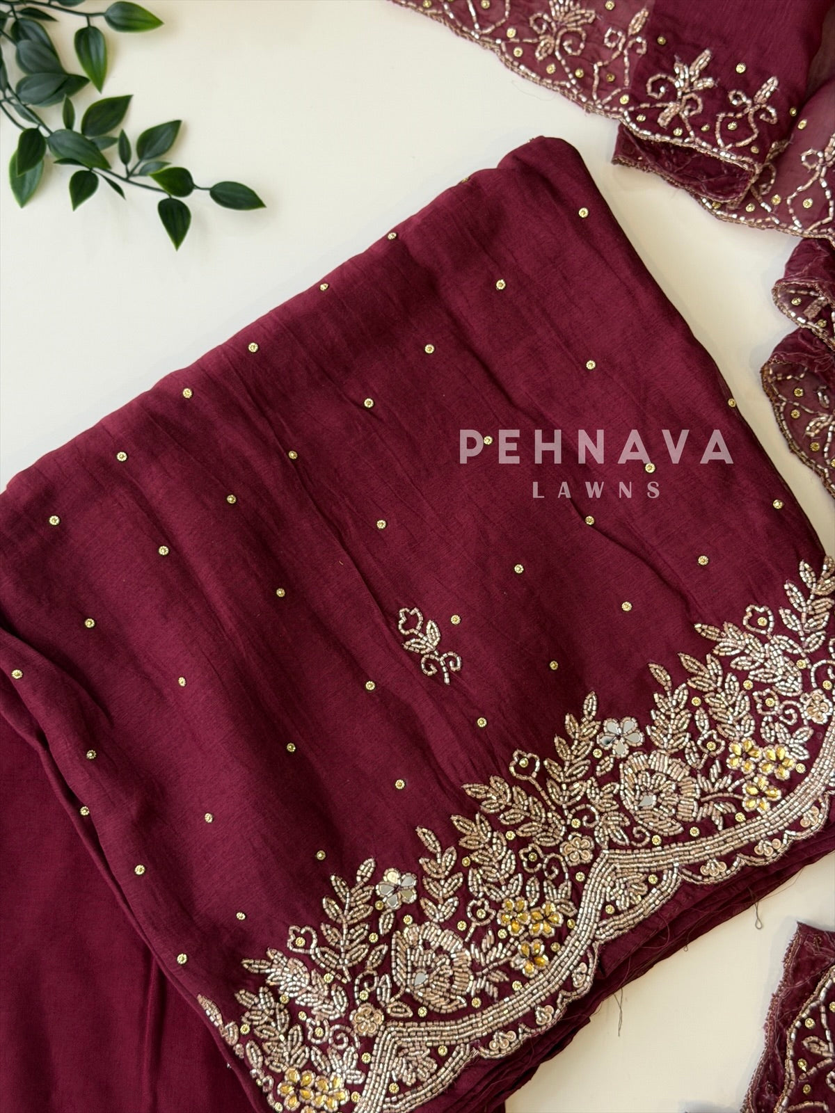 Chanderi Handworked Unstitched Suit-18566