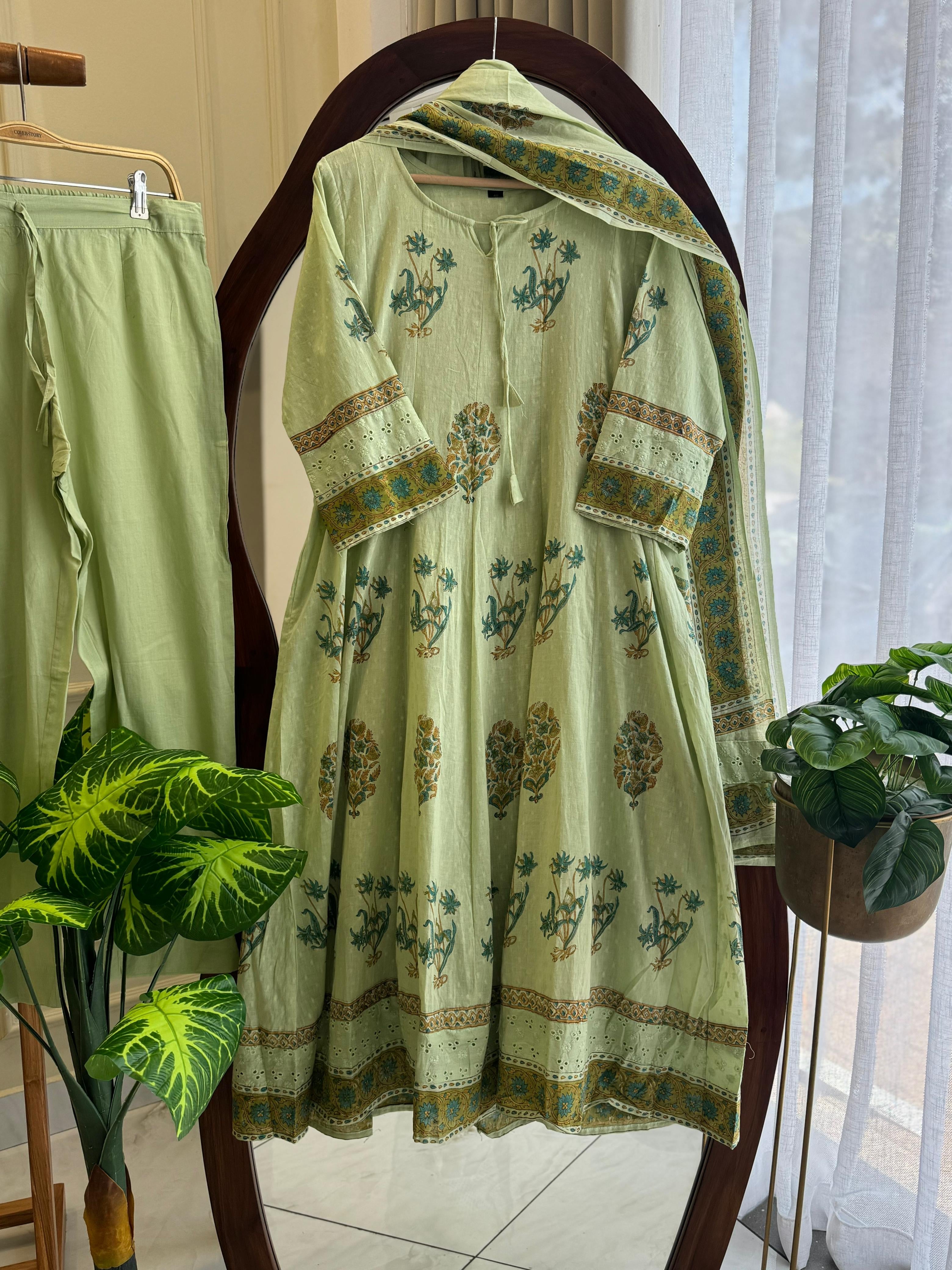 Floral pleated Anarkali Dress