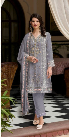 Organza embroidered suit-1232