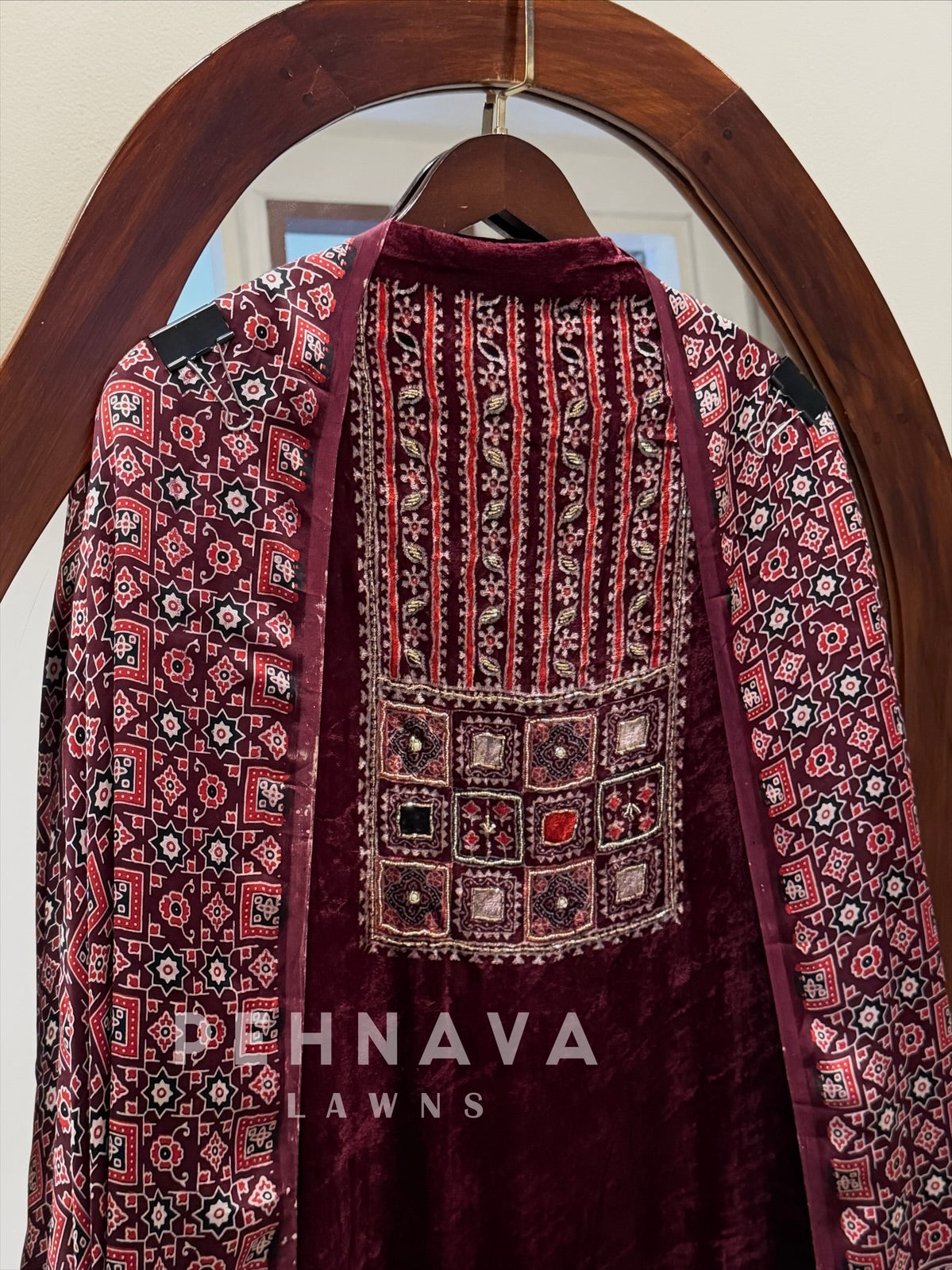 Velvet Ajrakh Printed Unstitched Suit 298