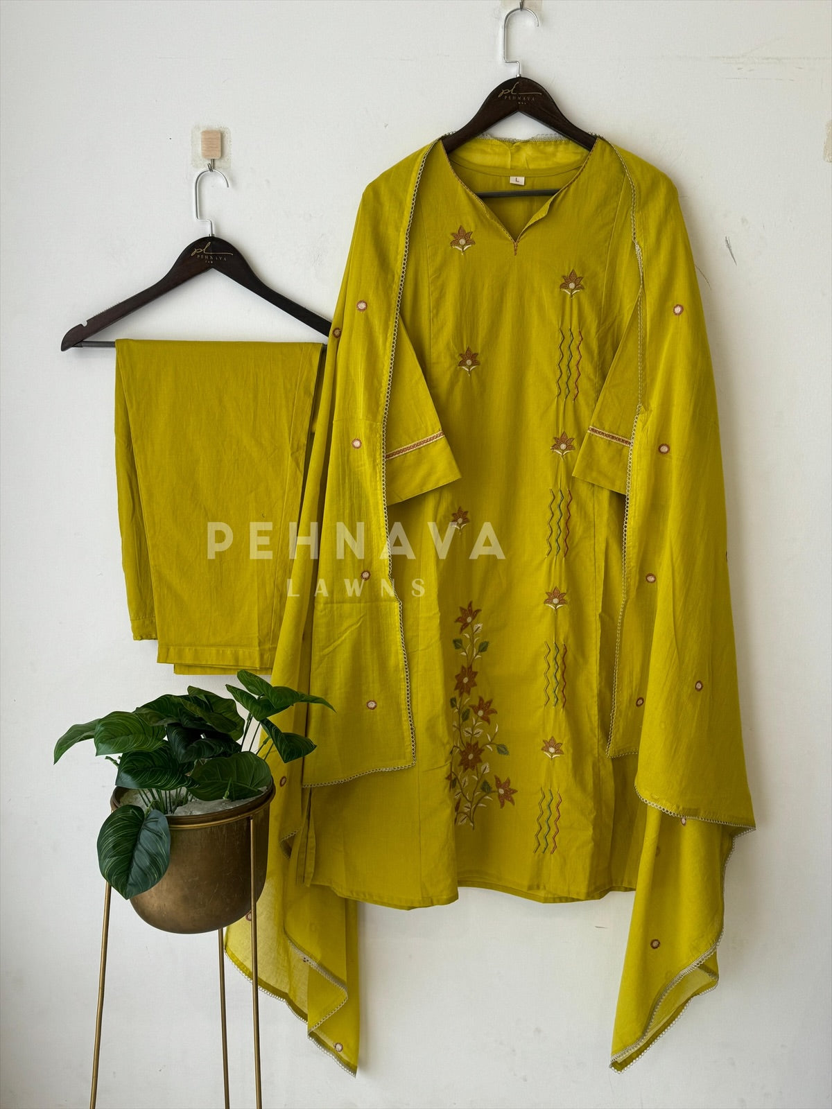 Embroidered Cotton Suit Set-3167