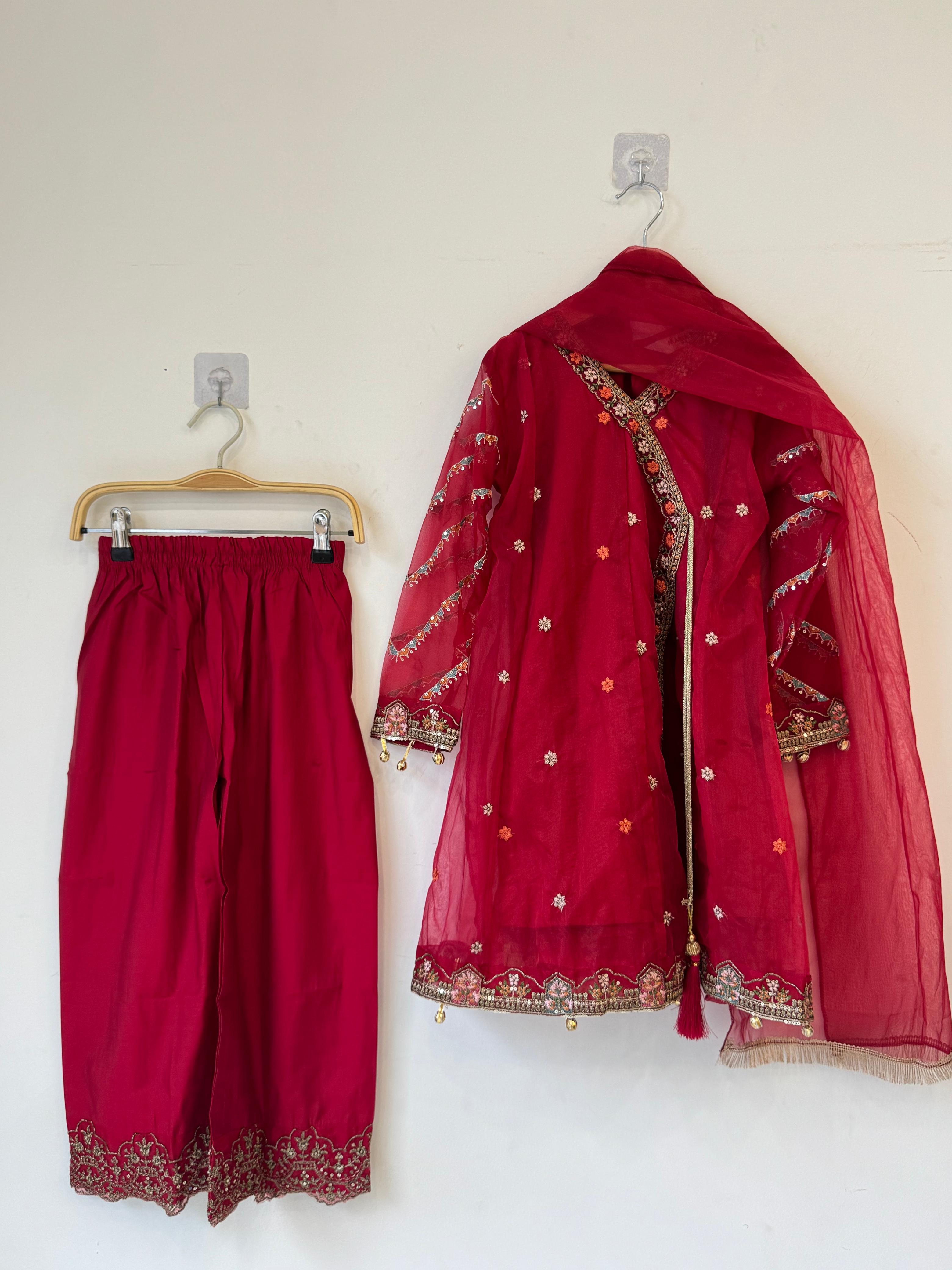 Kids party wear -ready to wear MKS-EF24-24-RED