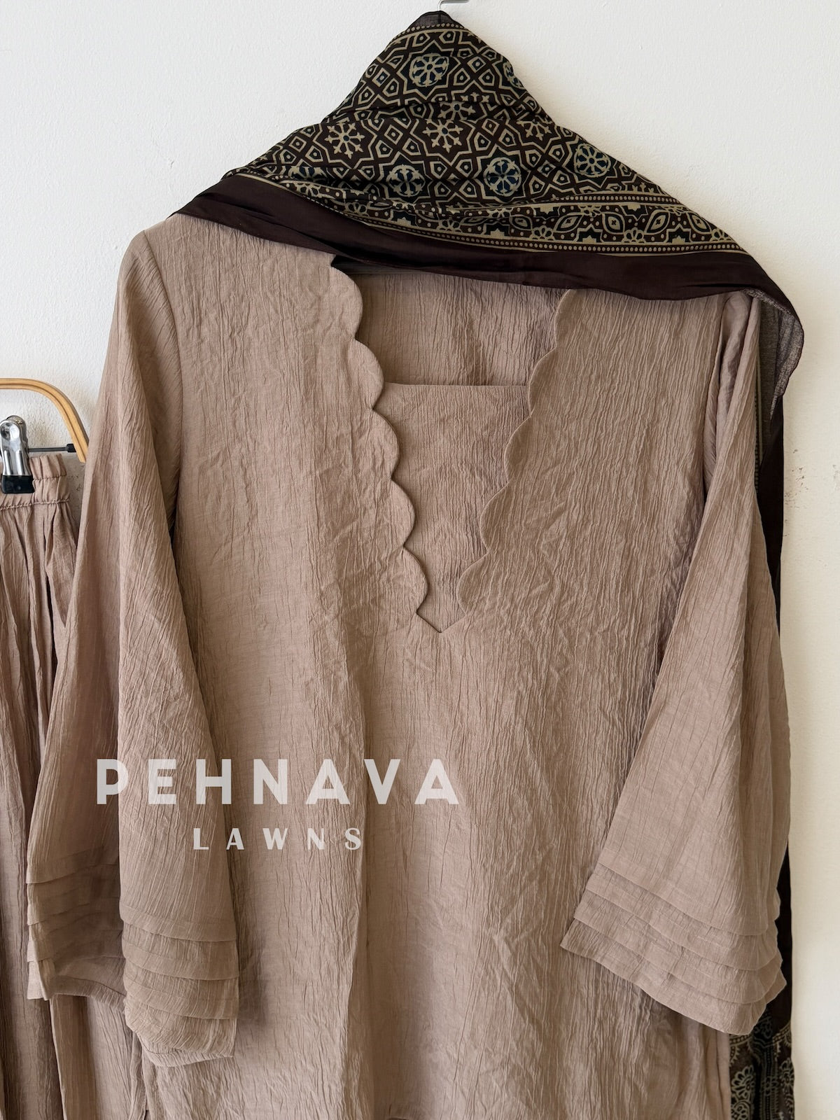 Farshi Shalwar Set with Ajrak Printed Dupatta