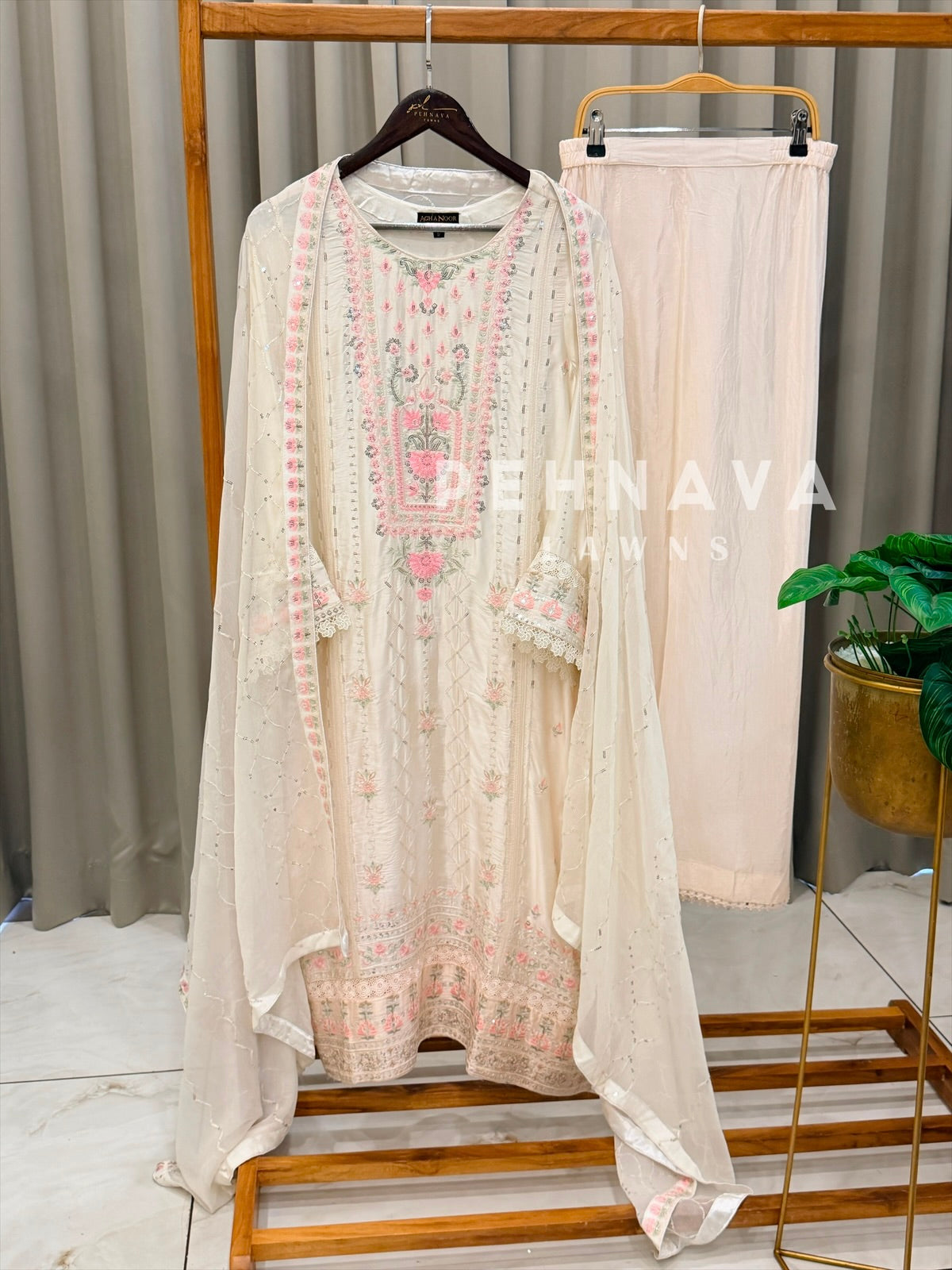 Premium Silk Embroidered Suit - Pehnava Lawns
