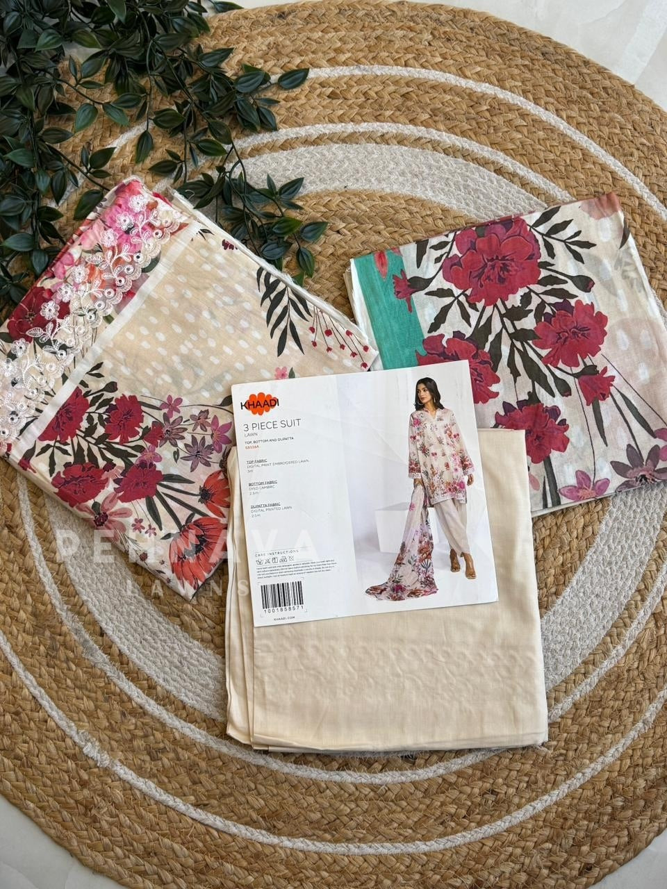 Premium Khaadi Embroidered Lawn Suit - Pehnava Lawns