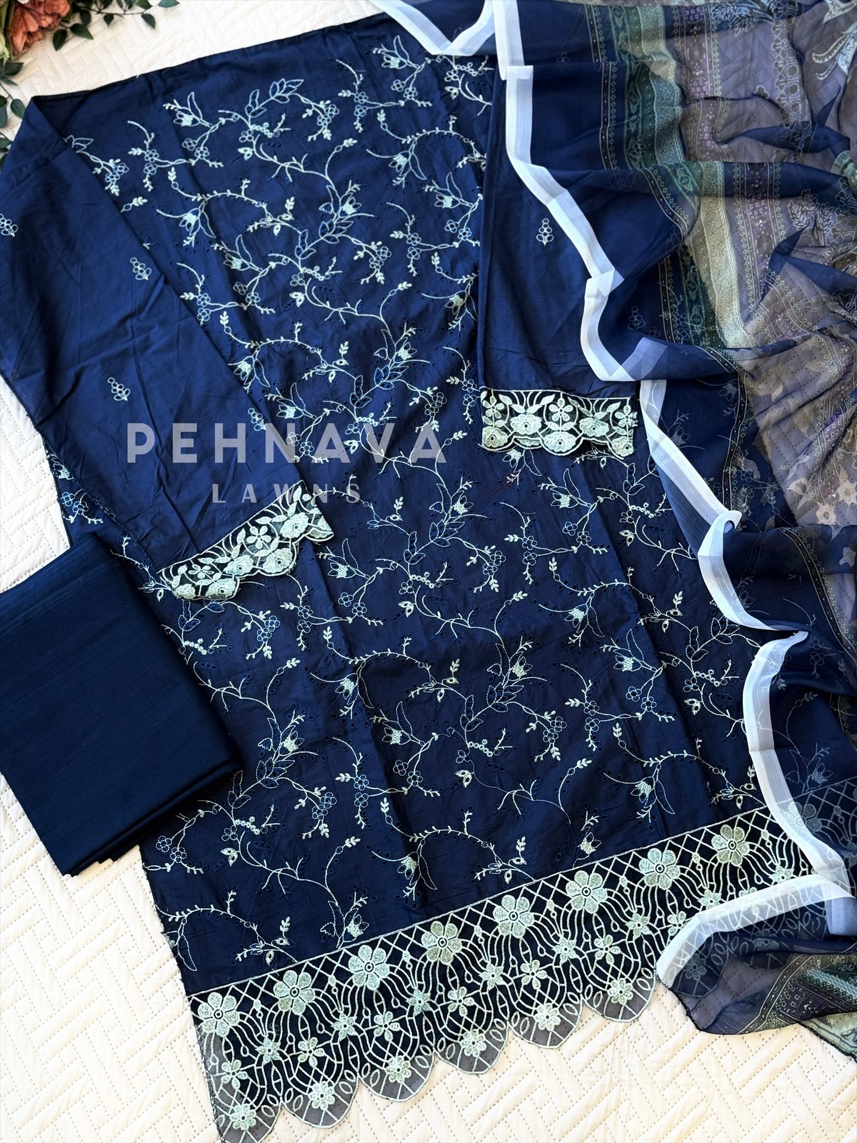 Embroidered Semi Stitched Suit- 2183