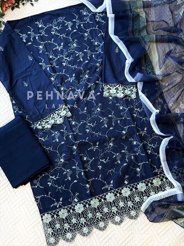 Embroidered Semi Stitched Suit- 2183