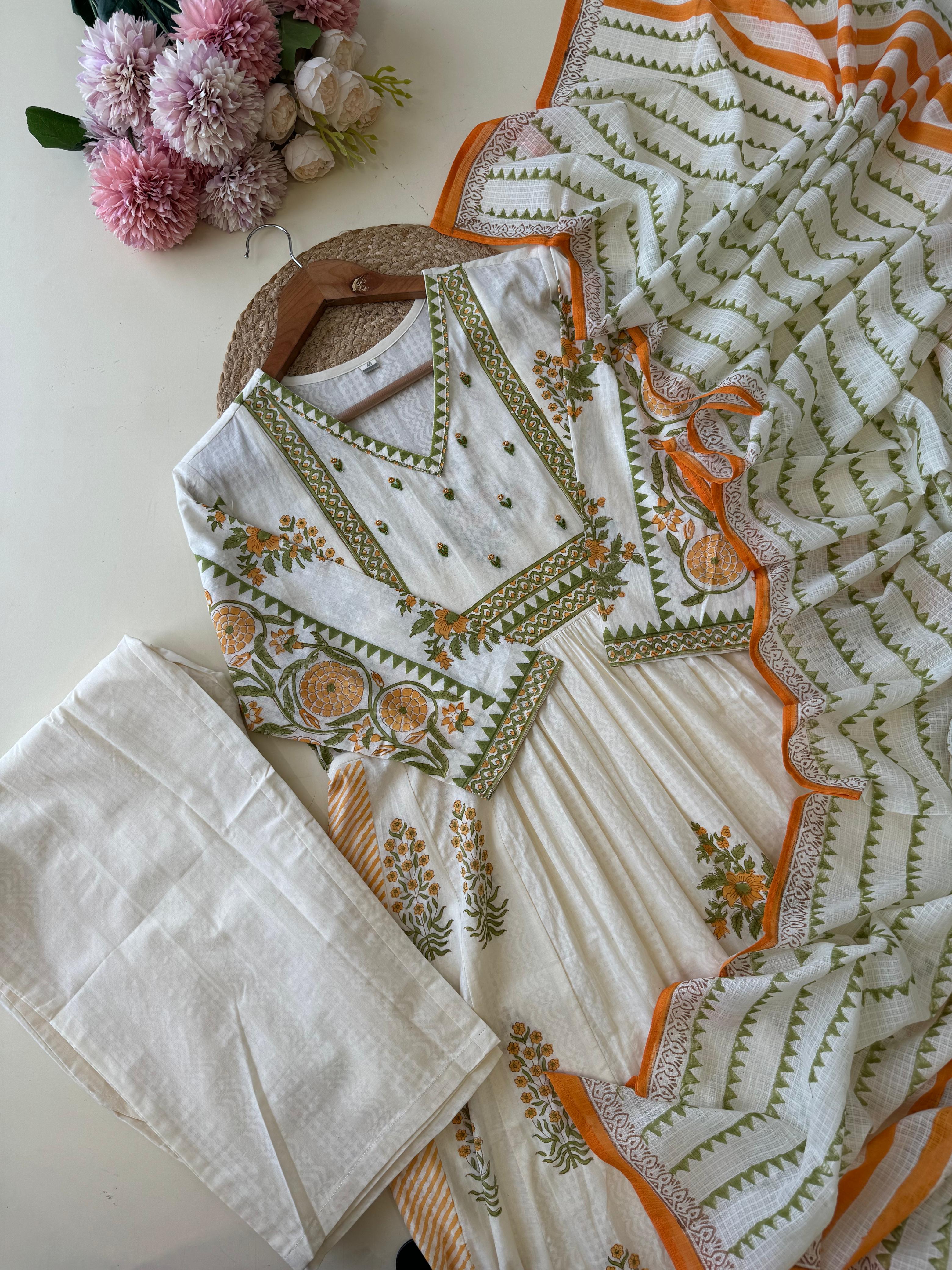 Cotton Floral Anarkali suit-2793