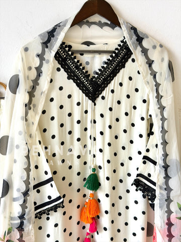 Rayon Polka Dot Printed Suit LRC 324