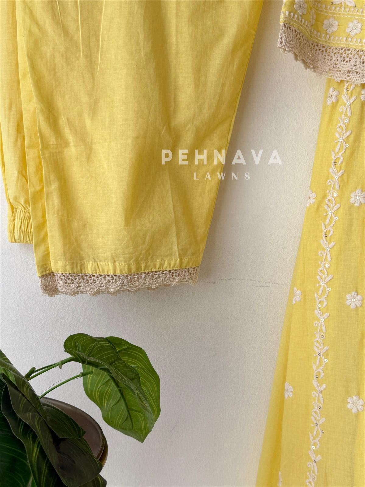 Cotton Chikankari Embroidered Ensemble-LRC 346