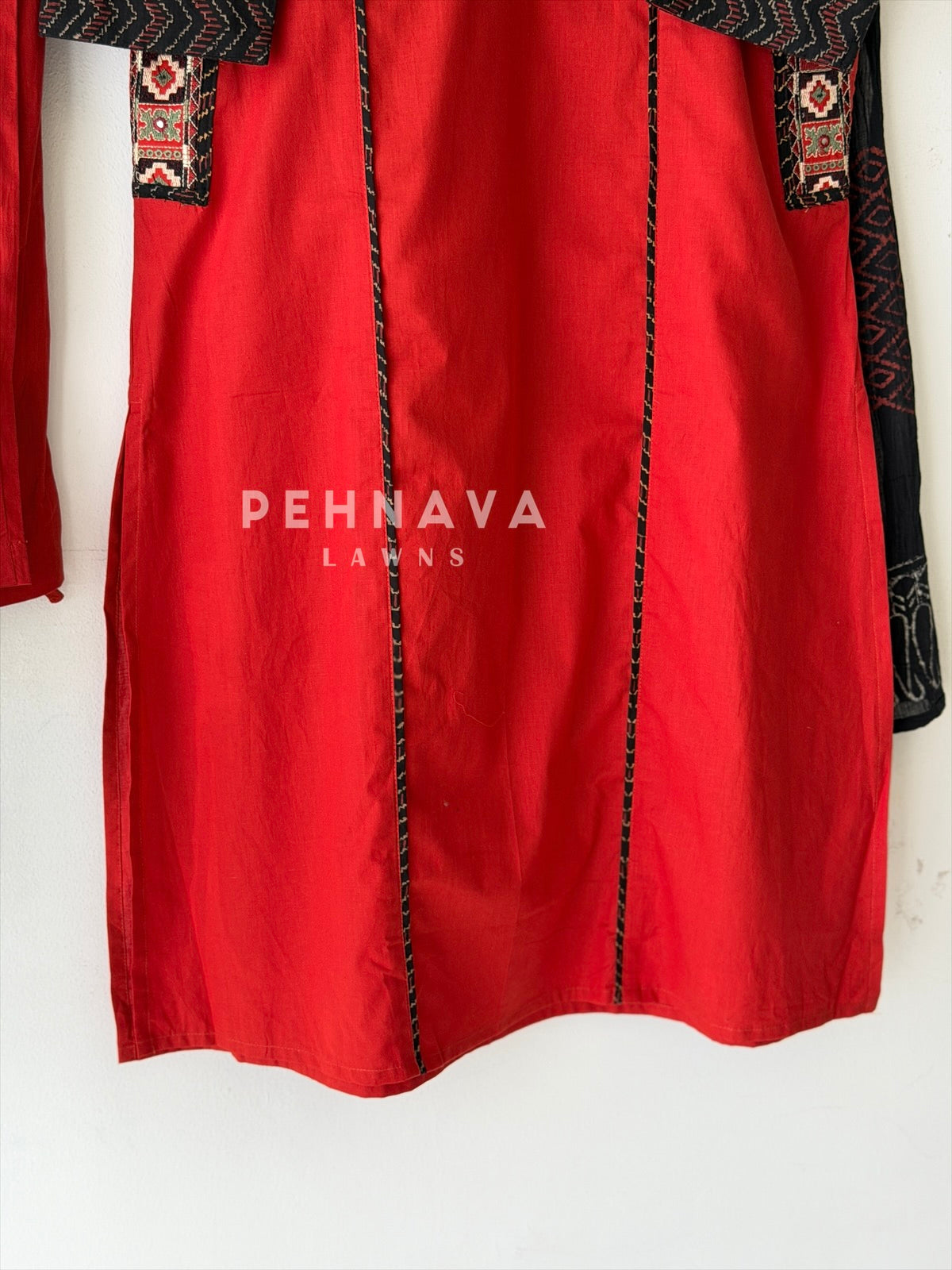 V-Neck Embroidered Panel Suit Set 2668