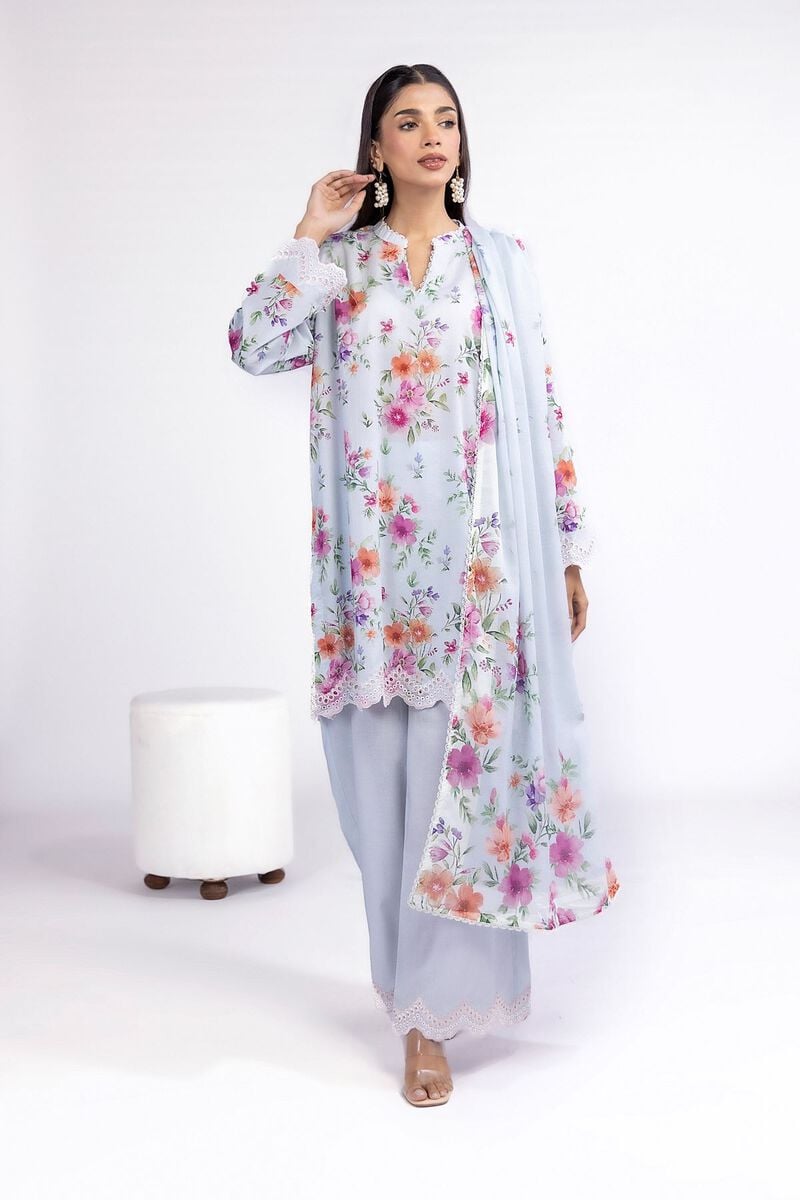 Khaadi Unstitched embroidered Lawn suit-0108