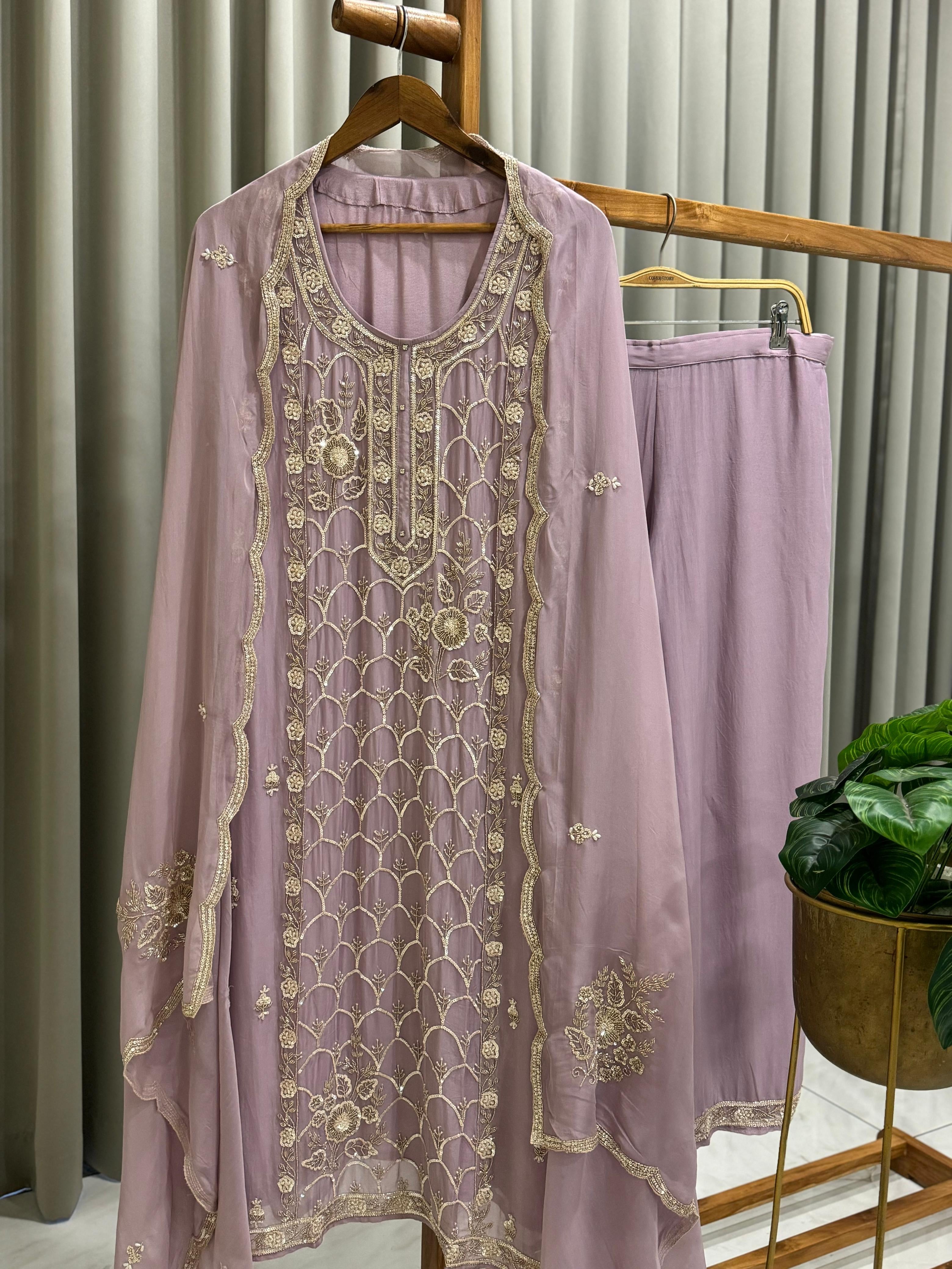 Premium Handworked Organza Salwar Kameez - Pehnava Lawns