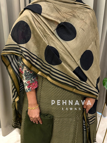 Maheshwari Unstitched Suit With Polka Dot Dupatta-4559