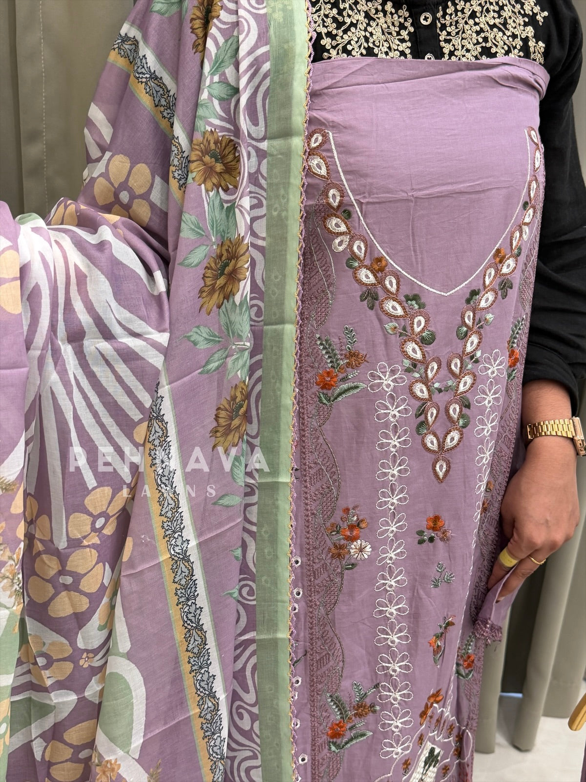 Embroidered Semi Stitched Suit-3909