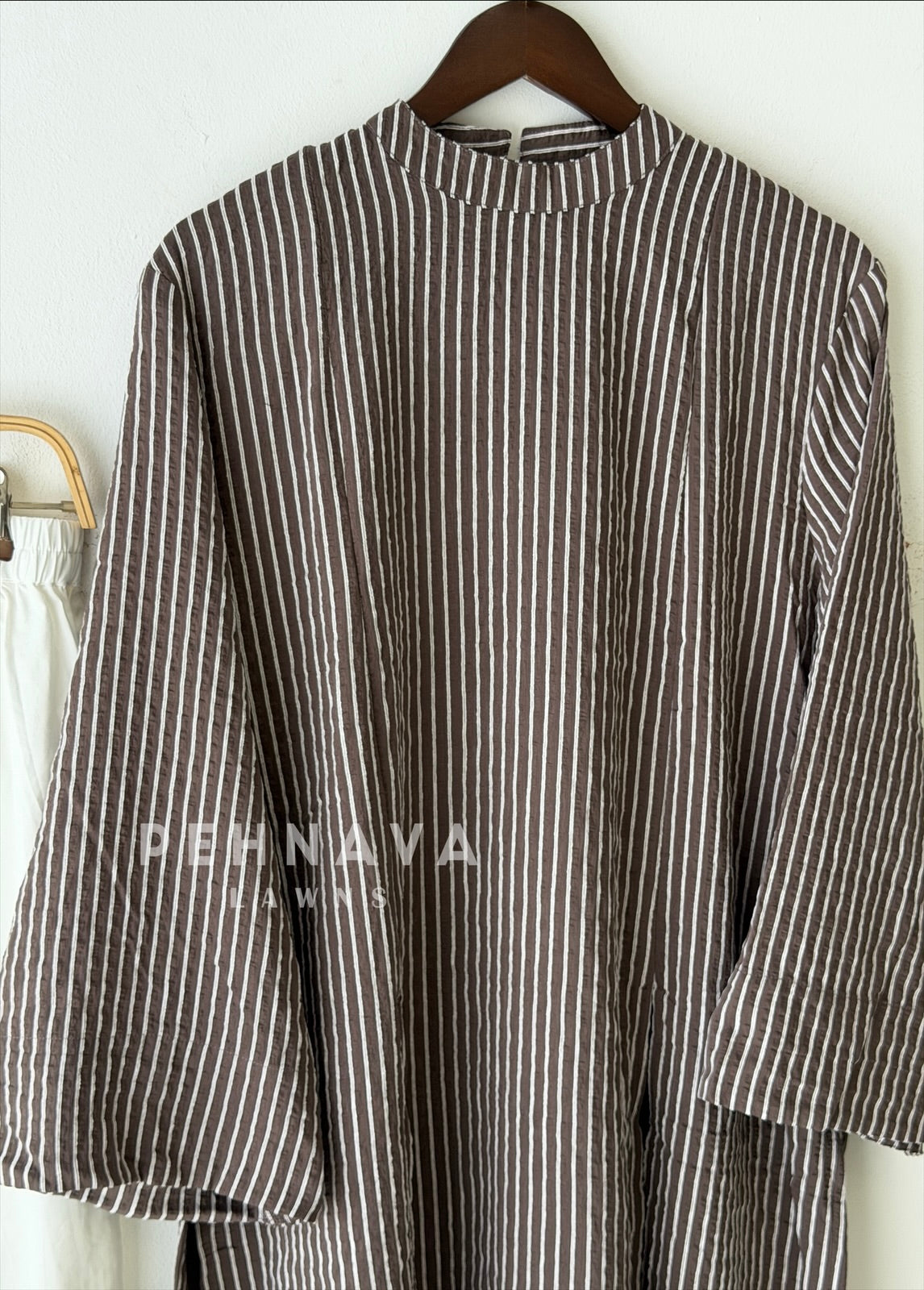 Modest Striped Side-Slit Two Piece Set-B227