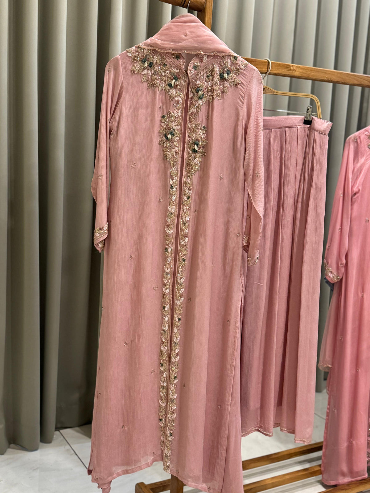 Premium Floral Handworked Jacket Dress - Pehnava Lawns