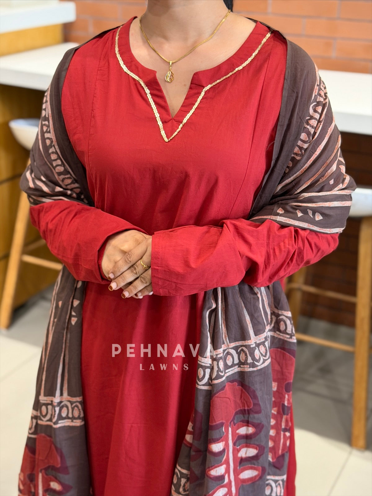 Cotton Suit With Printed Dupatta