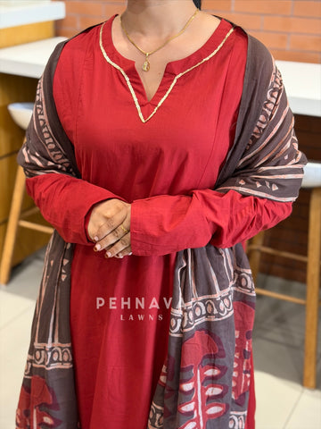 Cotton Suit With Printed Dupatta