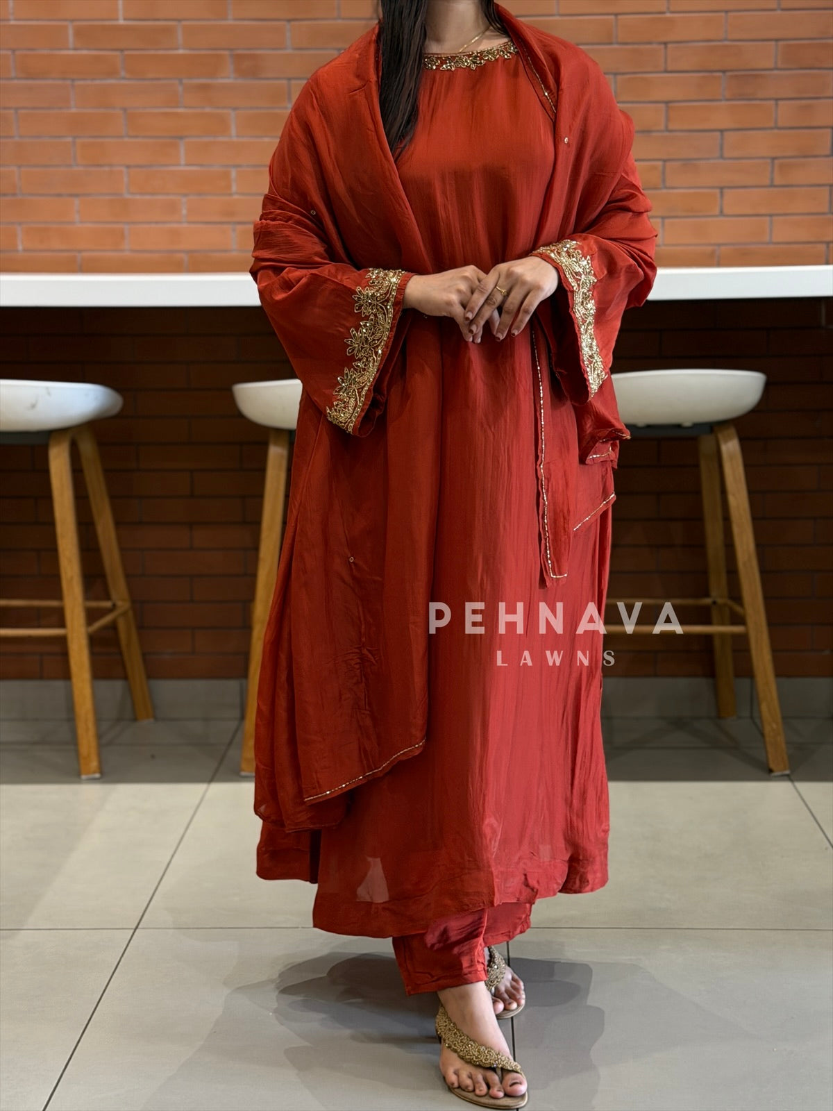 Bell sleeve Handworked Ensemble H-367 - Pehnava Lawns