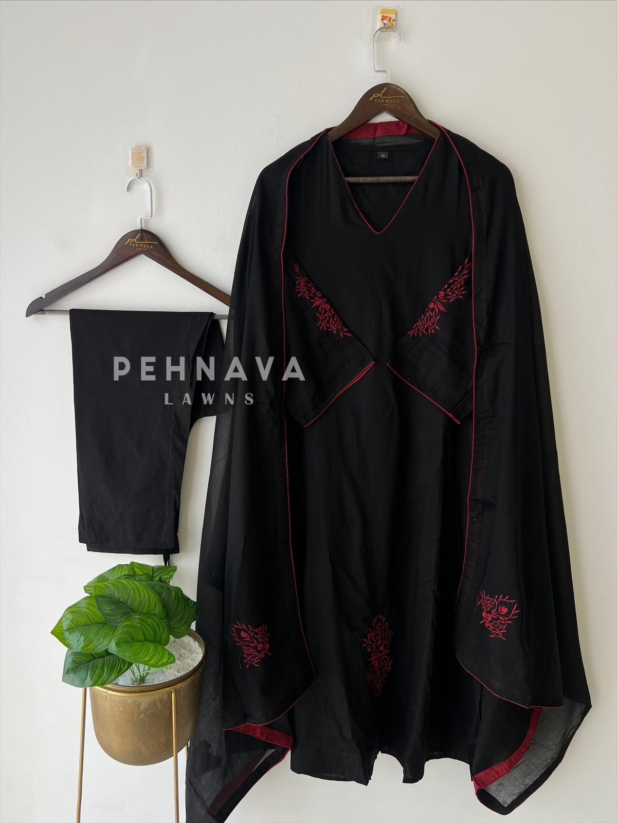 Black Thread Embroidered Suit