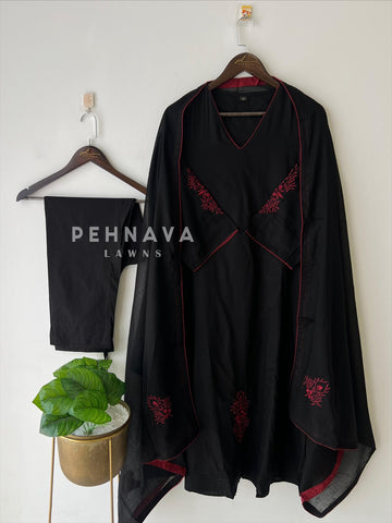 Black Thread Embroidered Suit