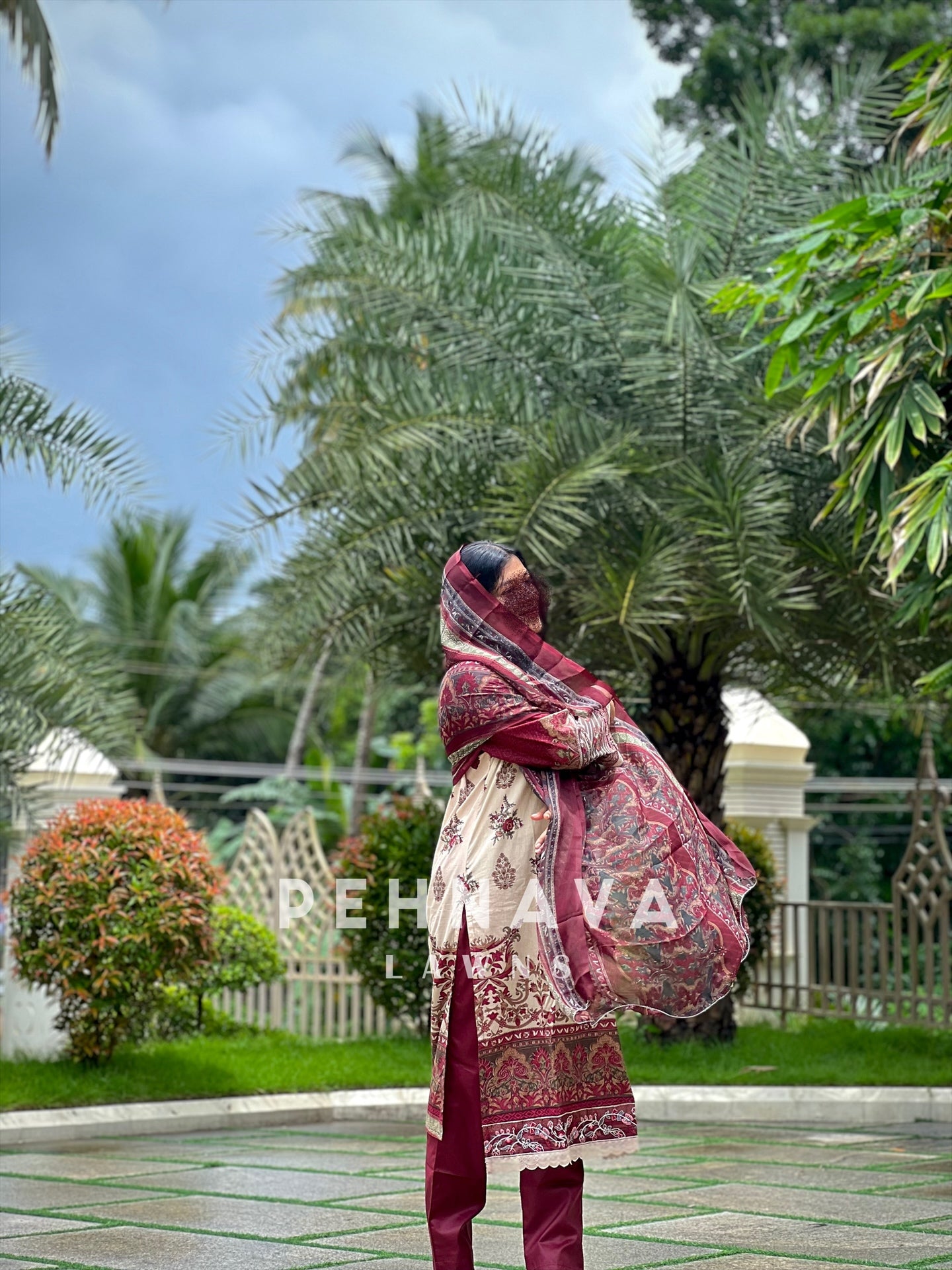 Modern Red Cotton Suit-1287c