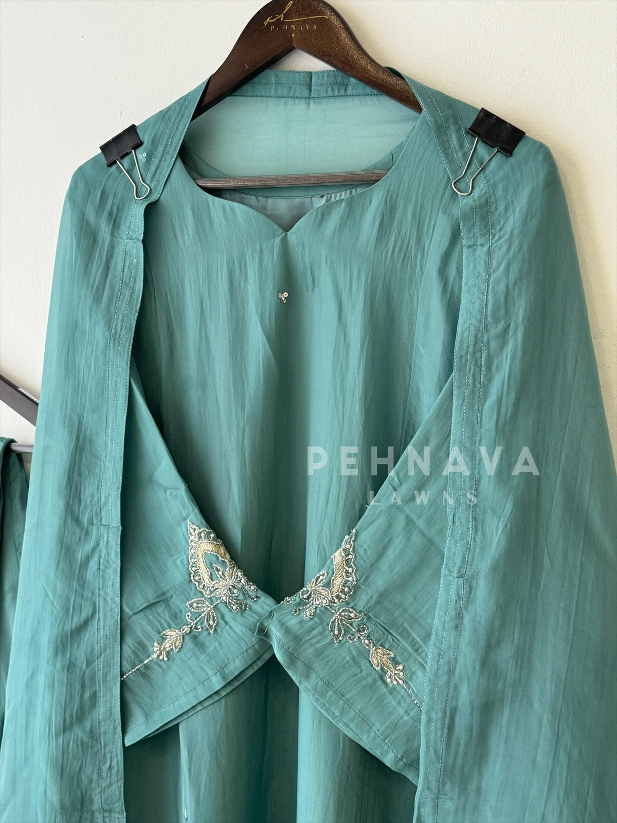 A-Line Embroidered Handwork Suit - Pehnava Lawns