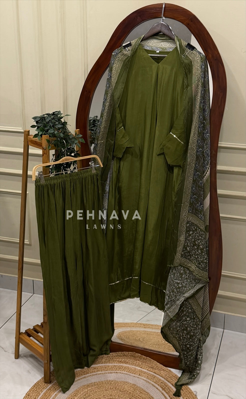 Ajrak Printed Dupatta Kaftan Suit Set-B290