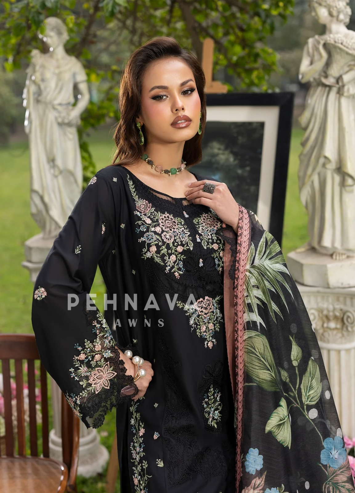 Zarqun Premium Cotton Embroidered Ensemble