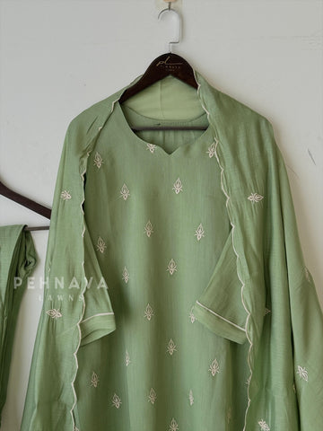 Chanderi  Embroidered Suit 12693
