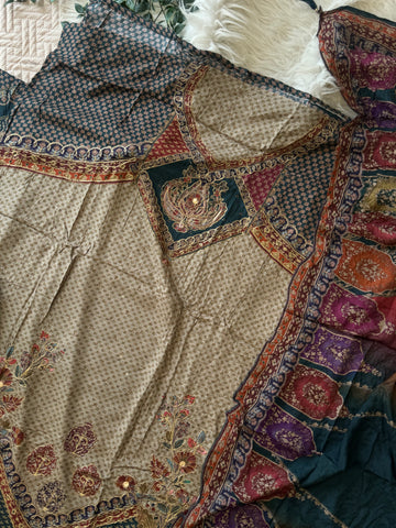 Pure muslin with detailings  and muslin Dupatta-280