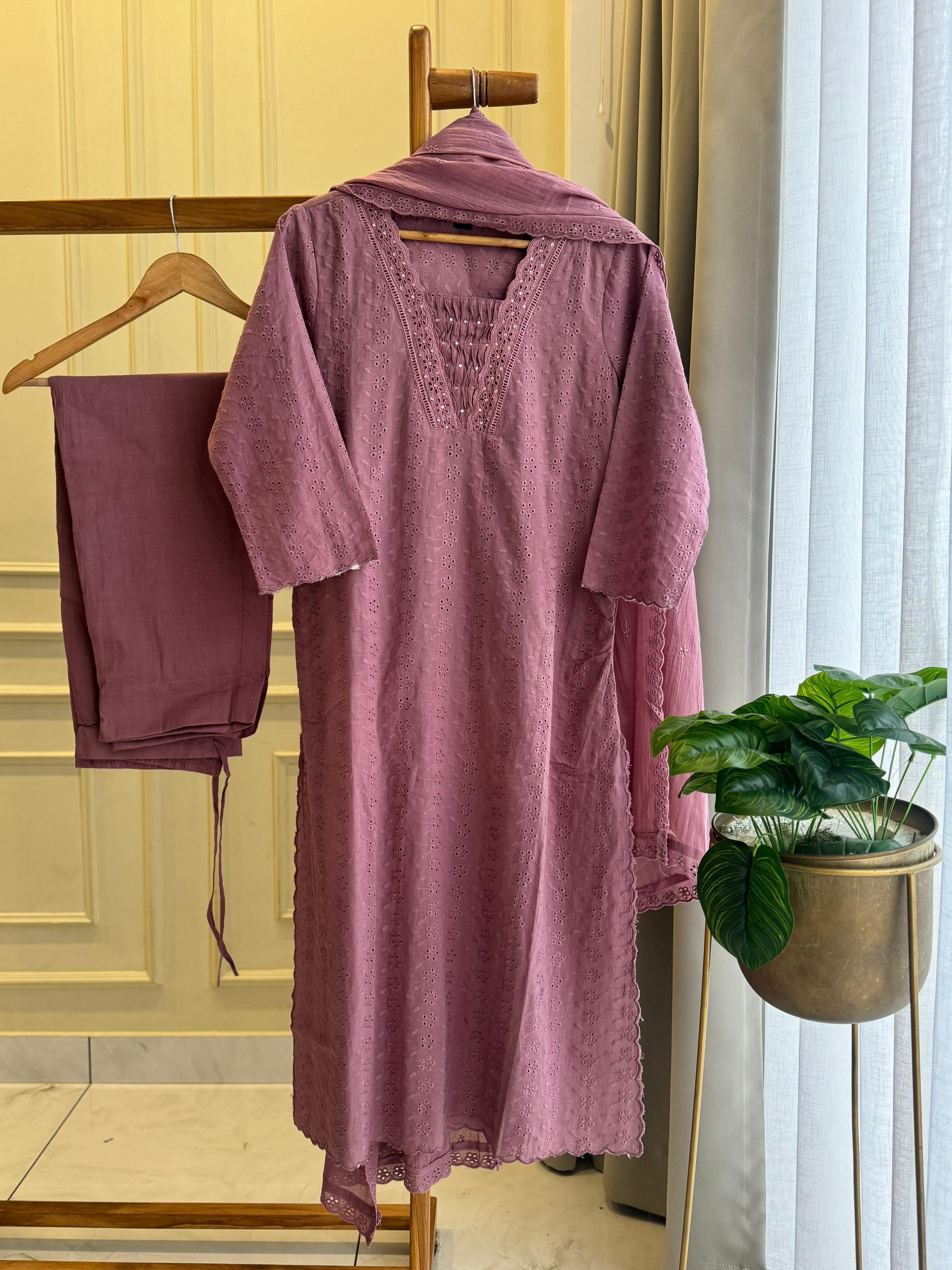 Pure Mul-Cotton Hakoba Embroidered Suit - Pehnava Lawns